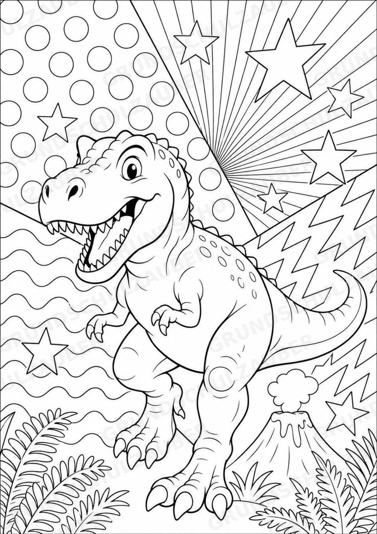 Dinosaurier POP Art Ausmalbilder 15 Malvorlagen – Materialseite 2