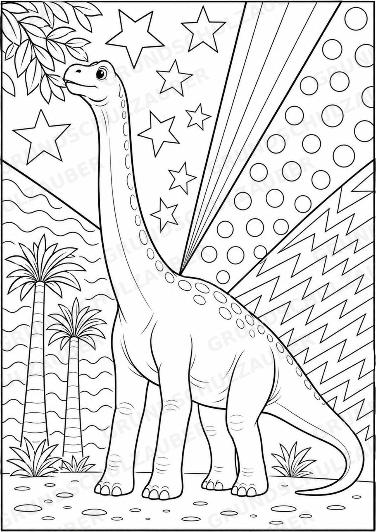 Dinosaurier POP Art Ausmalbilder 15 Malvorlagen – Materialseite 4