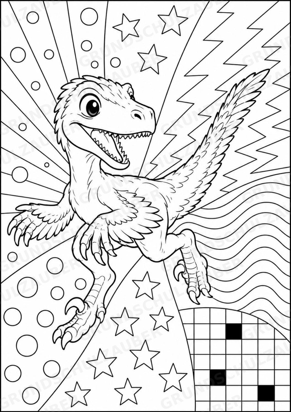 Dinosaurier POP Art Ausmalbilder 15 Malvorlagen – Materialseite 6