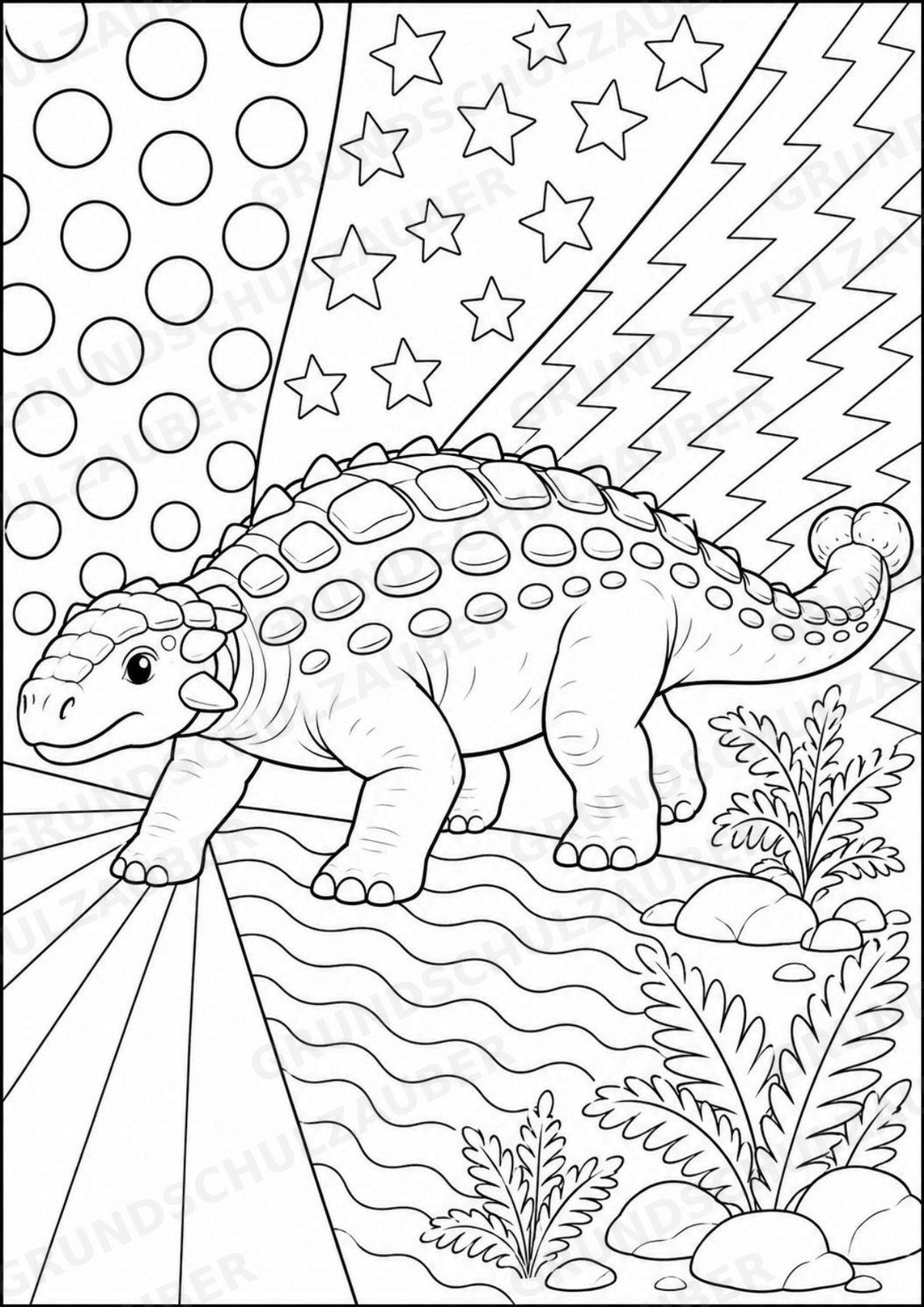 Dinosaurier POP Art Ausmalbilder 15 Malvorlagen – Materialseite 7