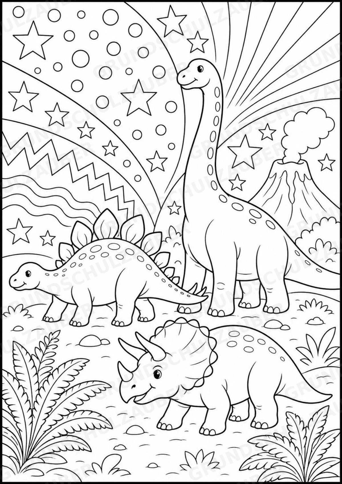 Dinosaurier POP Art Ausmalbilder 15 Malvorlagen – Materialseite 16