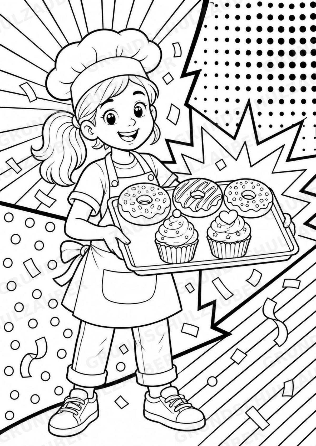 Donuts und Cupcakes POP Art Ausmalbilder 15 Malvorlagen – Materialseite 5