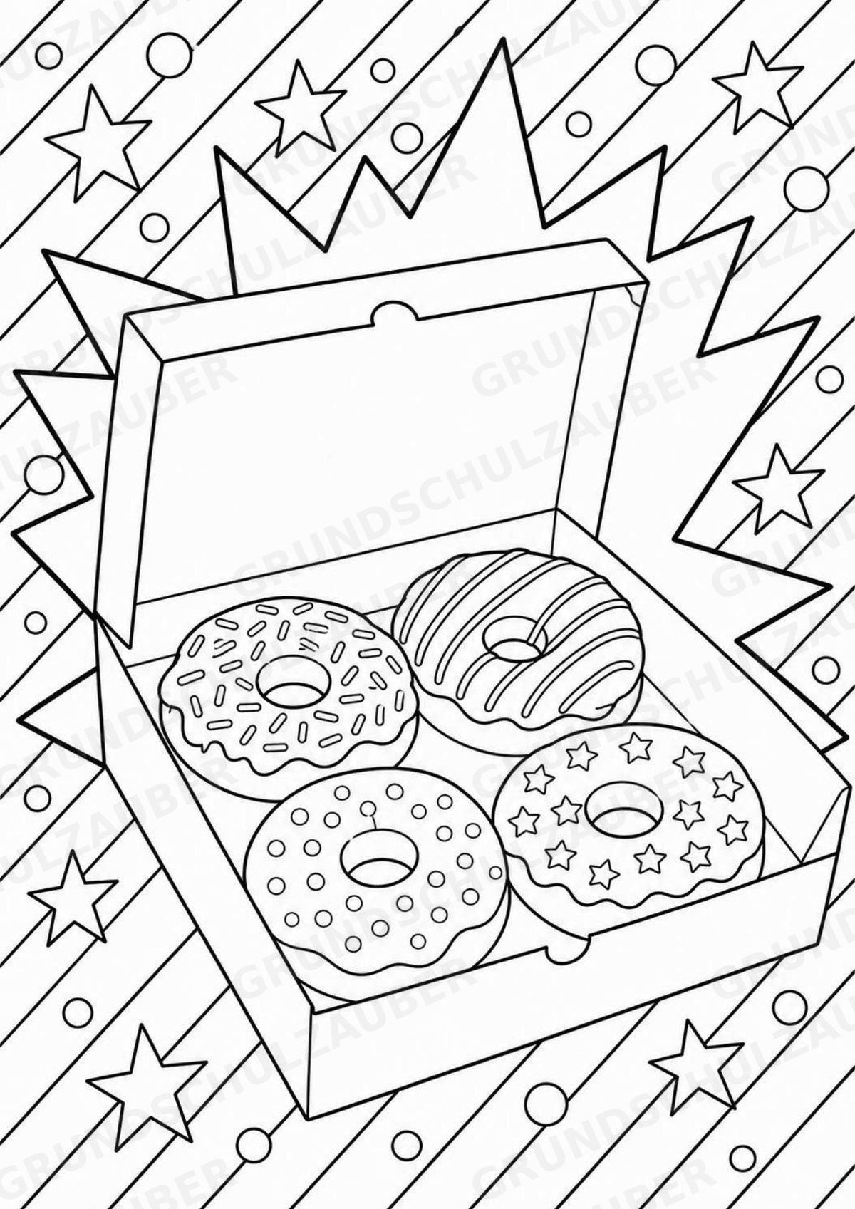 Donuts und Cupcakes POP Art Ausmalbilder 15 Malvorlagen – Materialseite 10