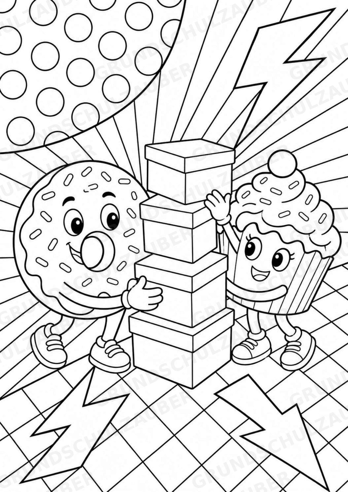 Donuts und Cupcakes POP Art Ausmalbilder 15 Malvorlagen – Materialseite 12