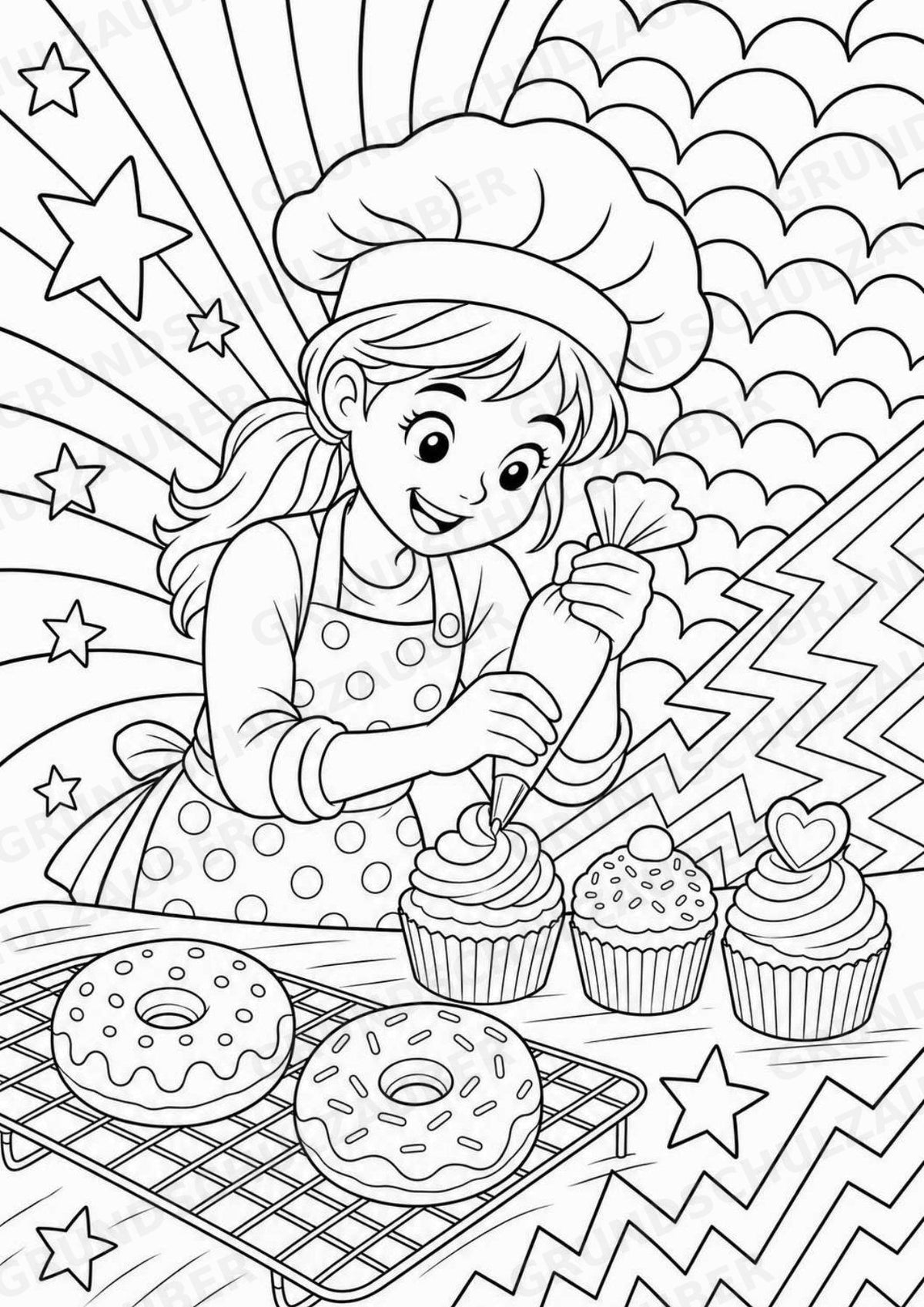 Donuts und Cupcakes POP Art Ausmalbilder 15 Malvorlagen – Materialseite 13