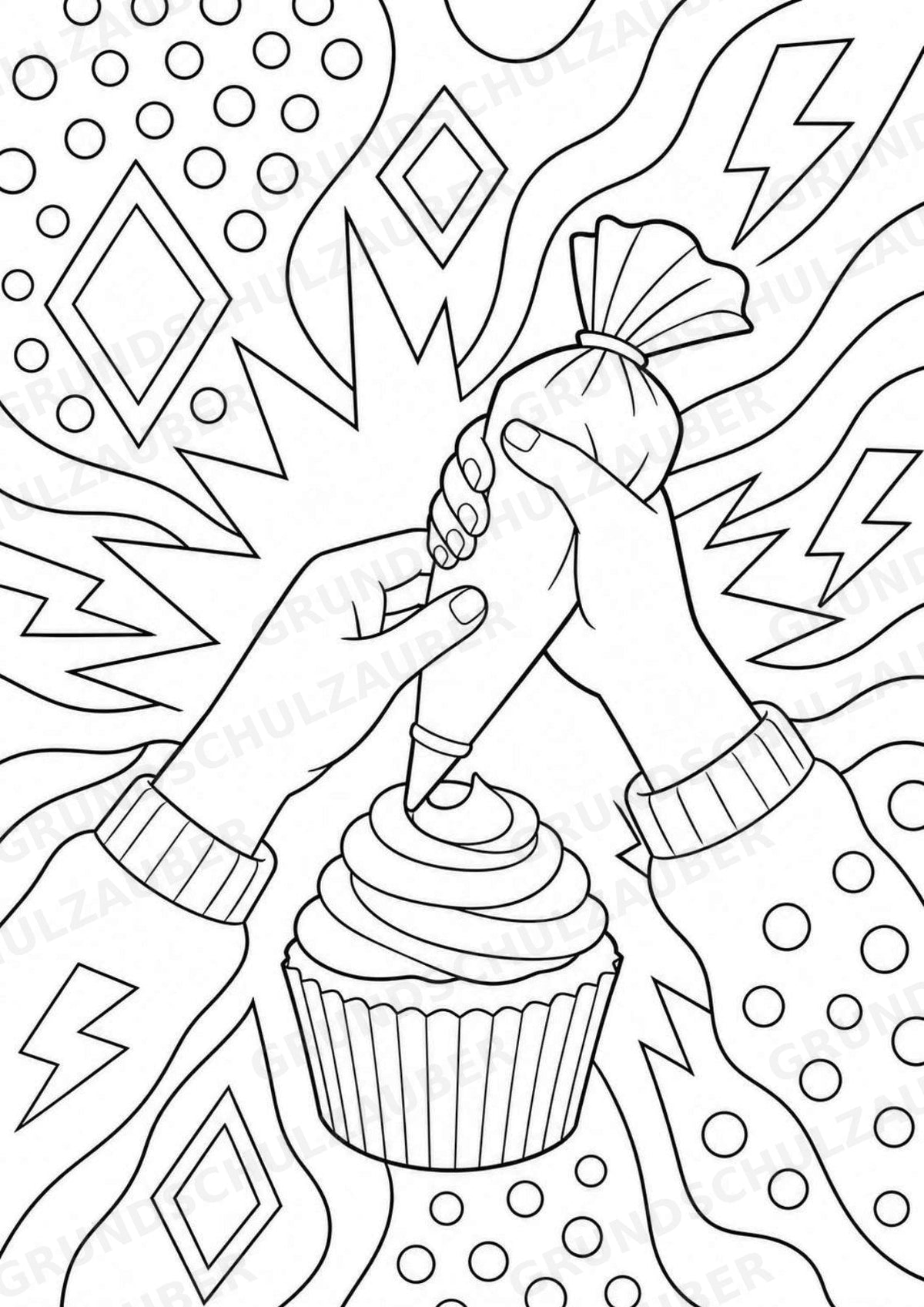 Donuts und Cupcakes POP Art Ausmalbilder 15 Malvorlagen – Materialseite 15