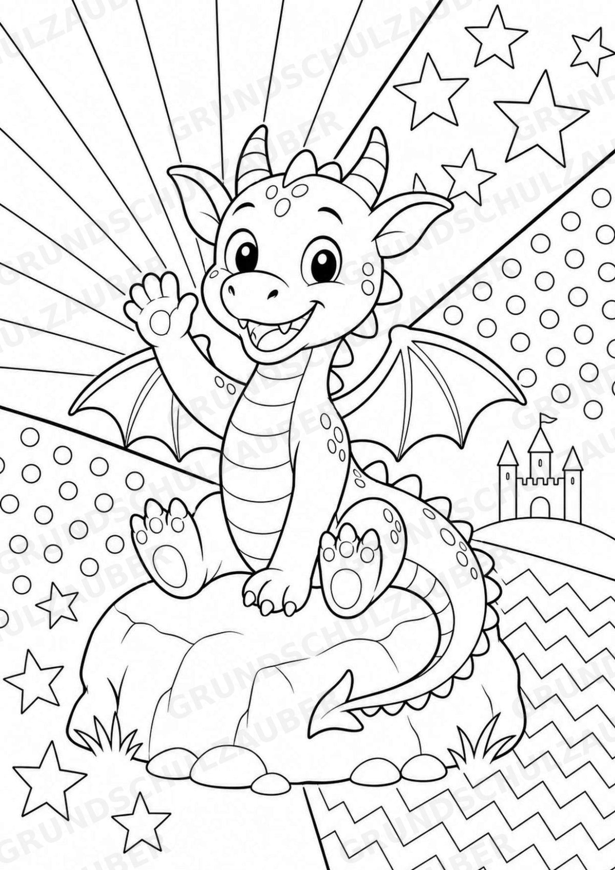 Drachen POP Art Ausmalbilder 15 Malvorlagen – Materialseite 2
