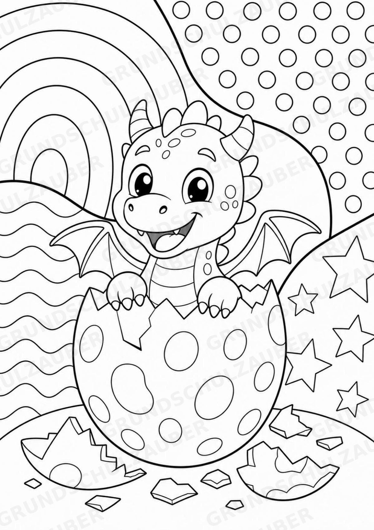 Drachen POP Art Ausmalbilder 15 Malvorlagen – Materialseite 3