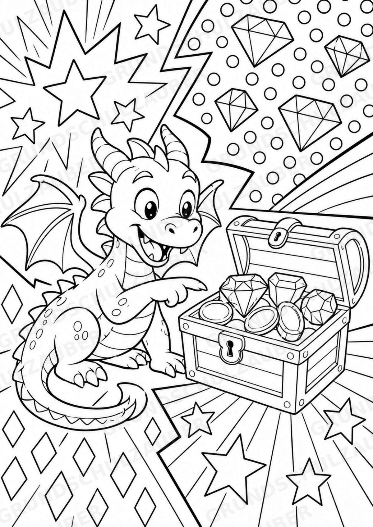 Drachen POP Art Ausmalbilder 15 Malvorlagen – Materialseite 6