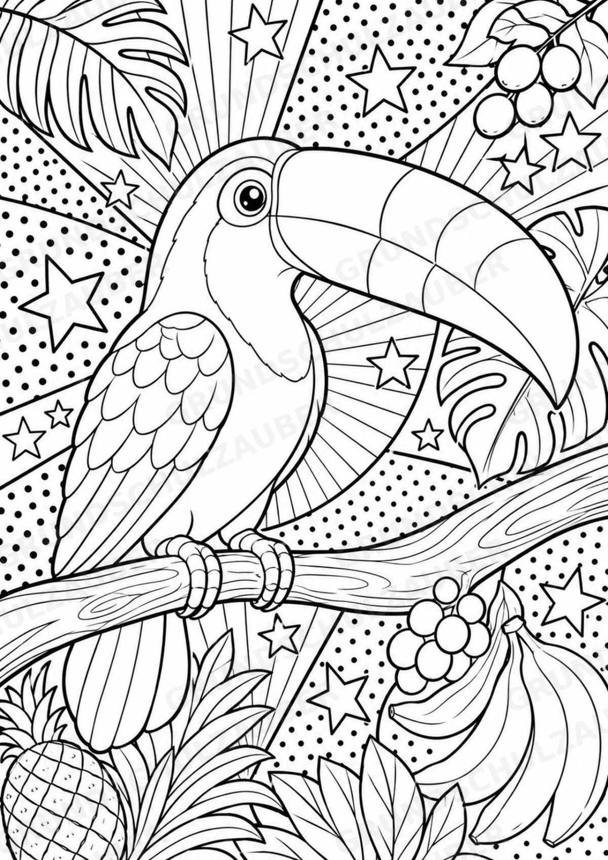Dschungeltiere POP Art Ausmalbilder 15 Malvorlagen – Materialseite 5