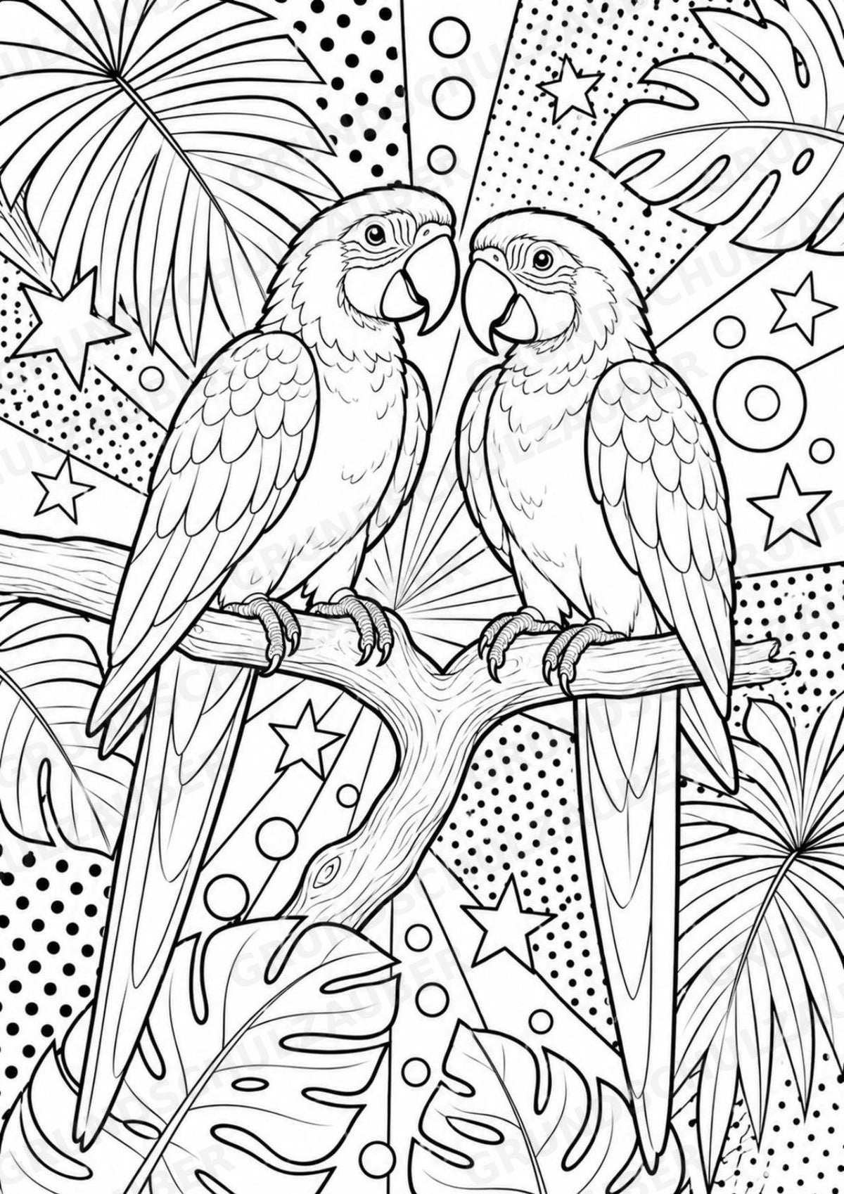 Dschungeltiere POP Art Ausmalbilder 15 Malvorlagen – Materialseite 8