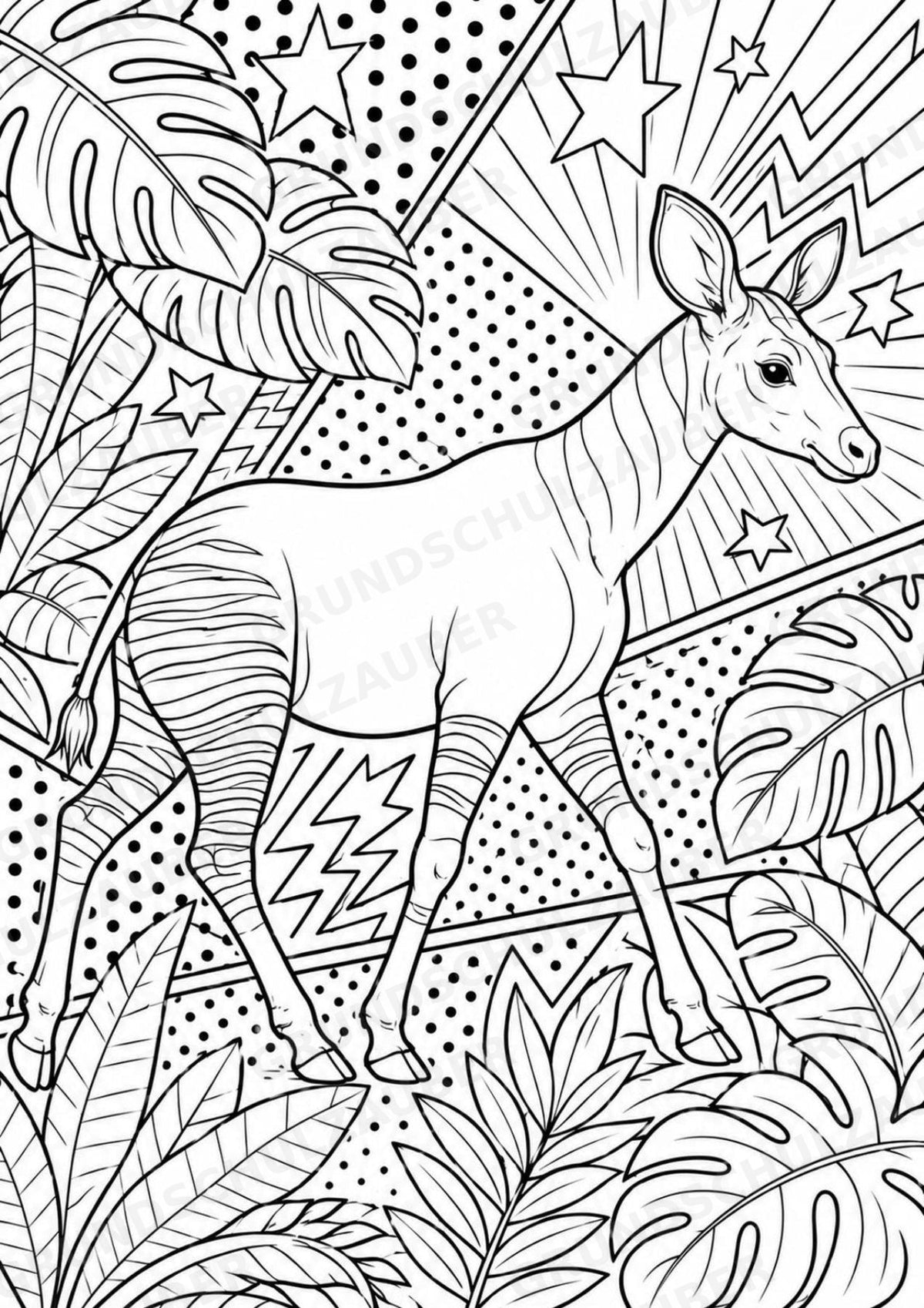 Dschungeltiere POP Art Ausmalbilder 15 Malvorlagen – Materialseite 15