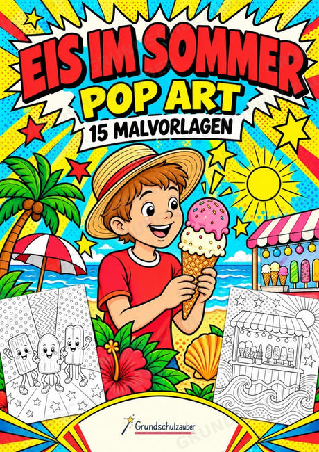 Eis im Sommer POP Art Ausmalbilder 15 Malvorlagen – Cover
