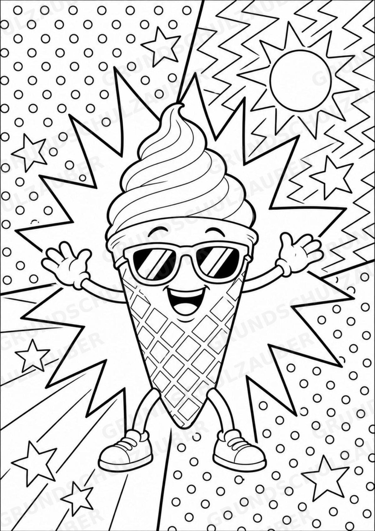 Eis im Sommer POP Art Ausmalbilder 15 Malvorlagen – Materialseite 3