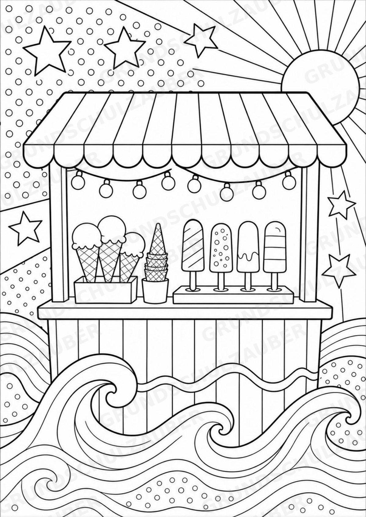 Eis im Sommer POP Art Ausmalbilder 15 Malvorlagen – Materialseite 16