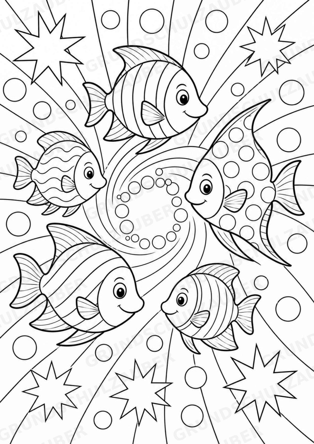 Fische POP Art Ausmalbilder 15 Malvorlagen – Materialseite 5