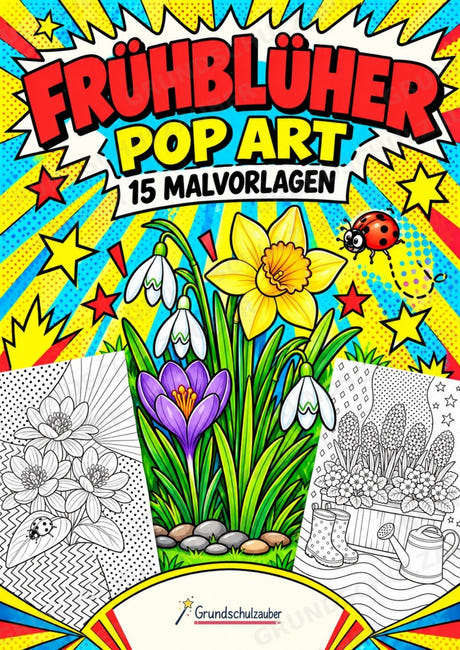 Frühblüher POP Art Ausmalbilder 15 Malvorlagen – Cover