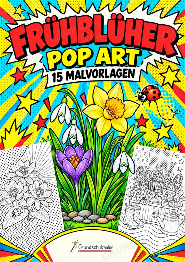 Frühblüher POP Art Ausmalbilder 15 Malvorlagen – Cover