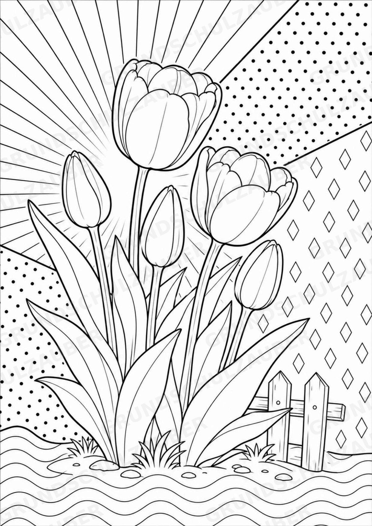 Frühblüher POP Art Ausmalbilder 15 Malvorlagen – Materialseite 7
