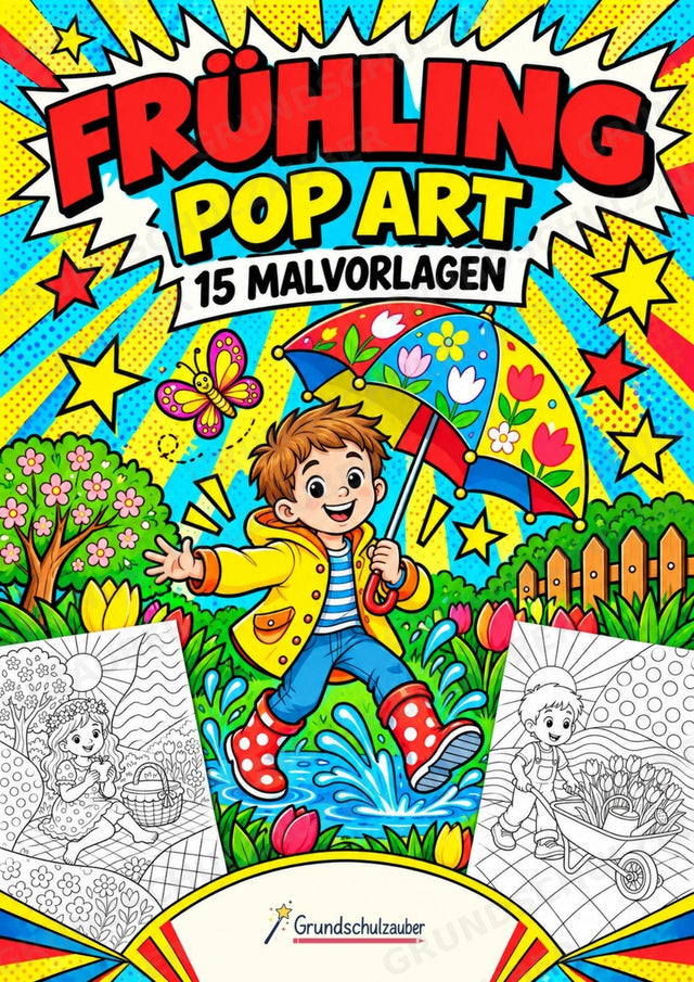 Frühling POP Art Ausmalbilder 15 Malvorlagen – Cover
