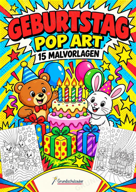 Geburtstag POP Art Ausmalbilder 15 Malvorlagen – Cover