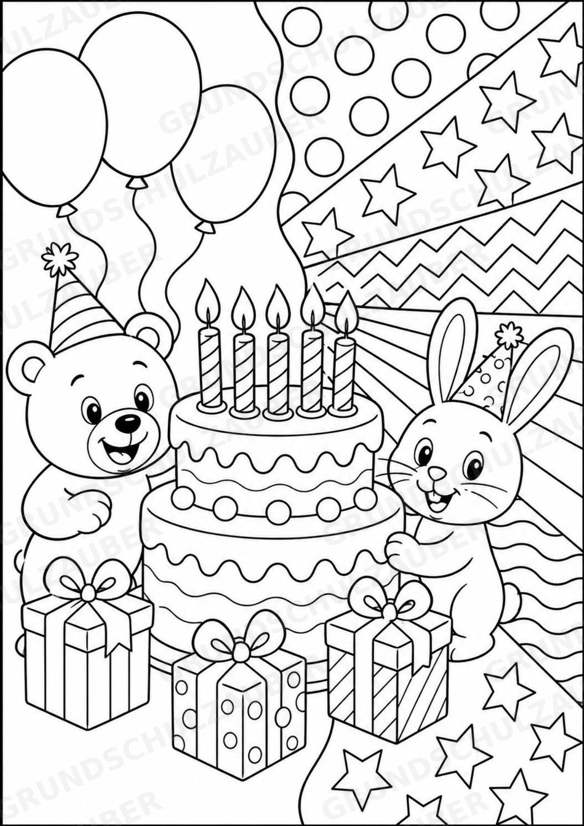 Geburtstag POP Art Ausmalbilder 15 Malvorlagen – Materialseite 2