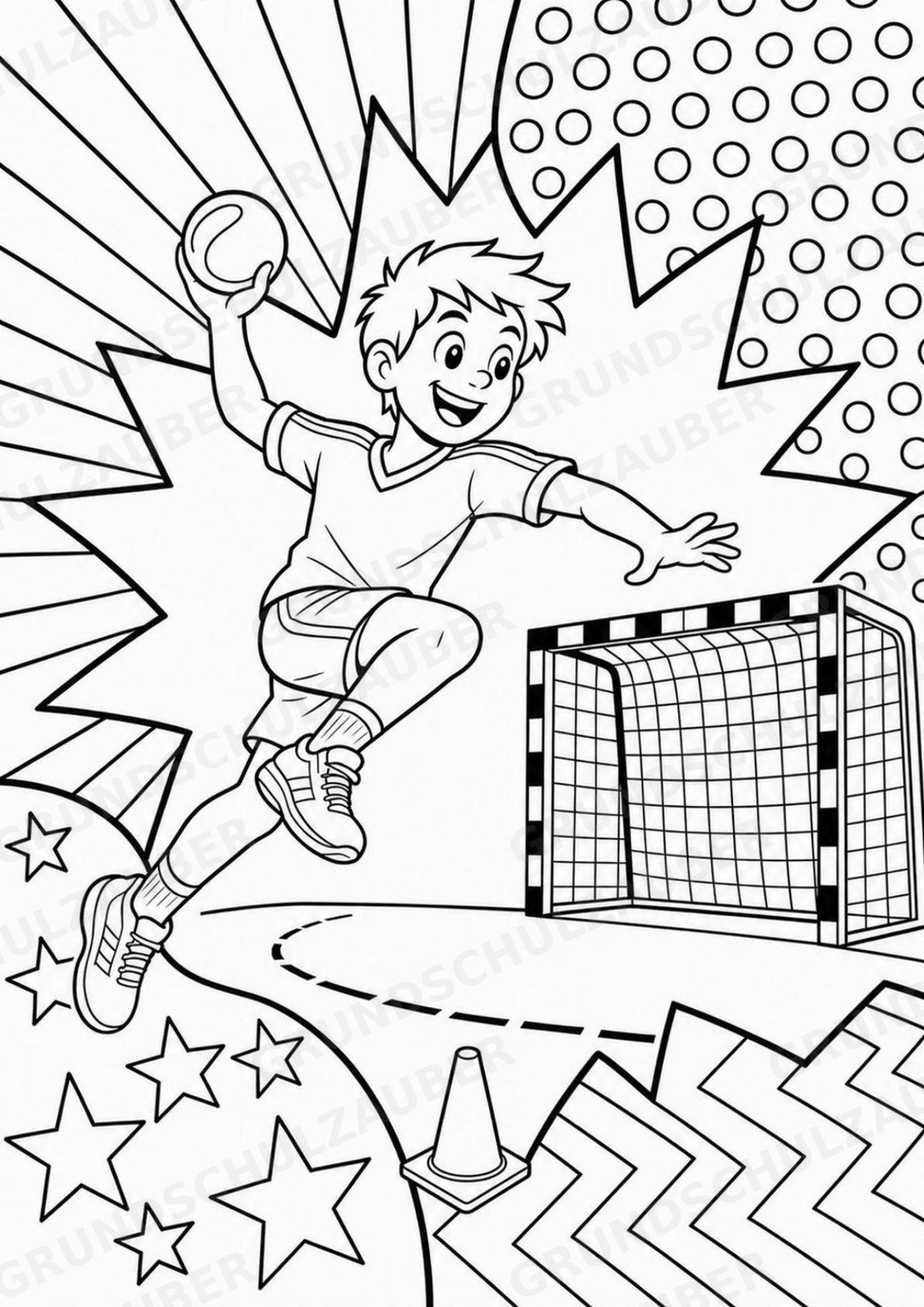 Handball POP Art Ausmalbilder 15 Malvorlagen – Materialseite 2