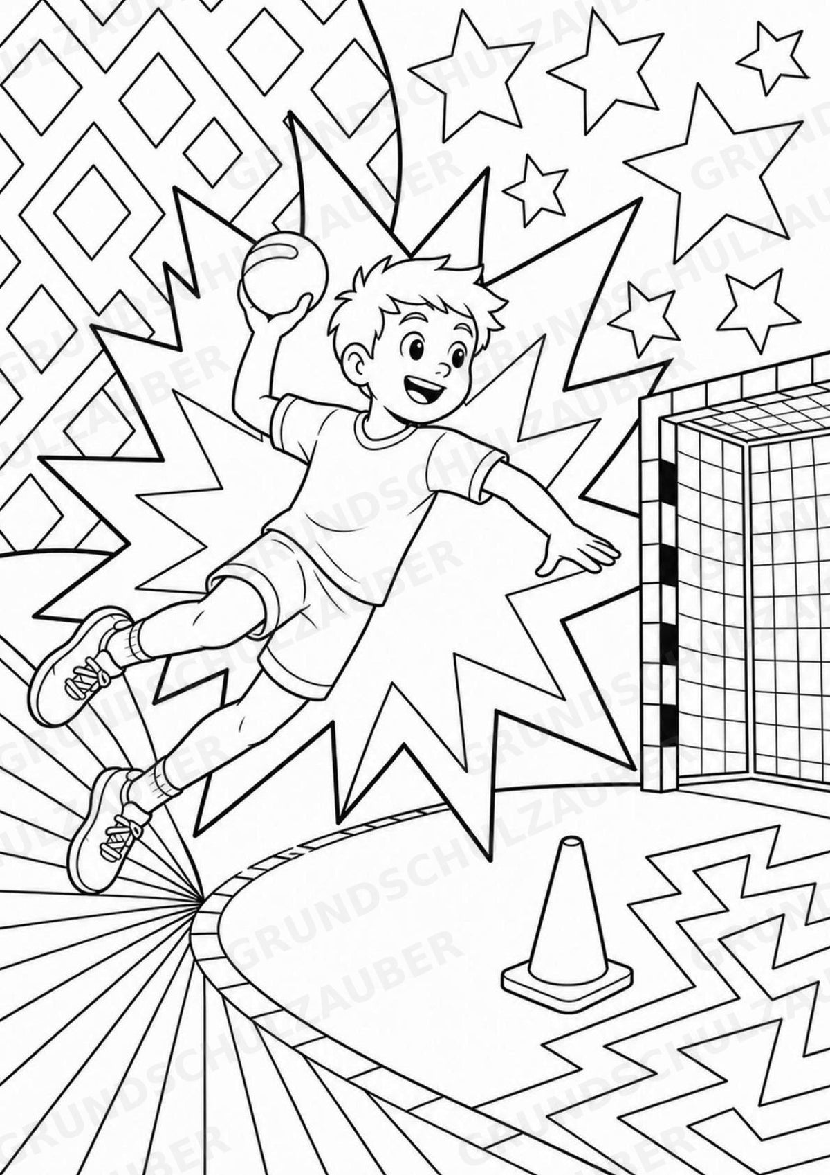 Handball POP Art Ausmalbilder 15 Malvorlagen – Materialseite 6