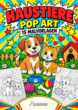 Haustiere POP Art Ausmalbilder 15 Malvorlagen – Cover