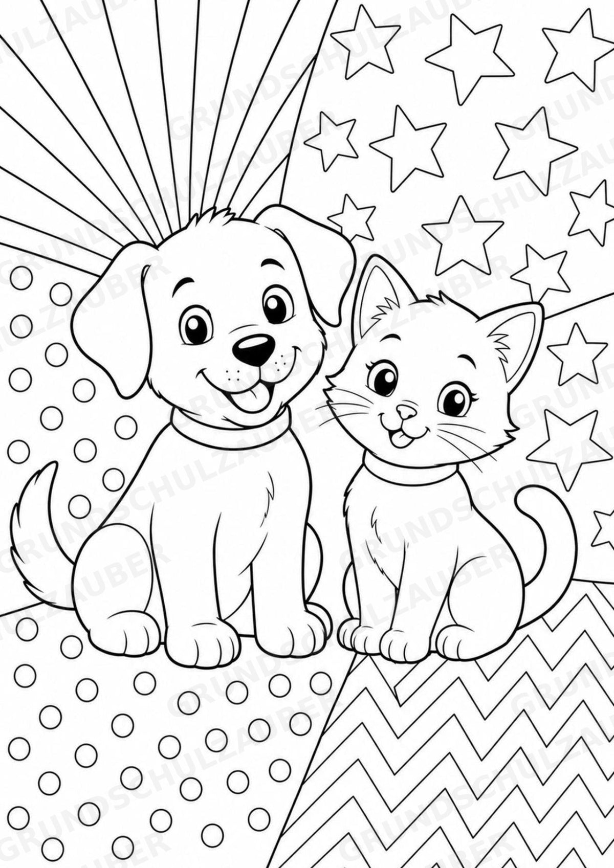 Haustiere POP Art Ausmalbilder 15 Malvorlagen – Materialseite 2