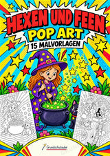Hexen und Feen POP Art Ausmalbilder 15 Malvorlagen – Cover