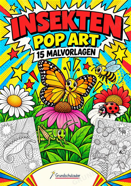 Insekten POP Art Ausmalbilder 15 Malvorlagen – Cover