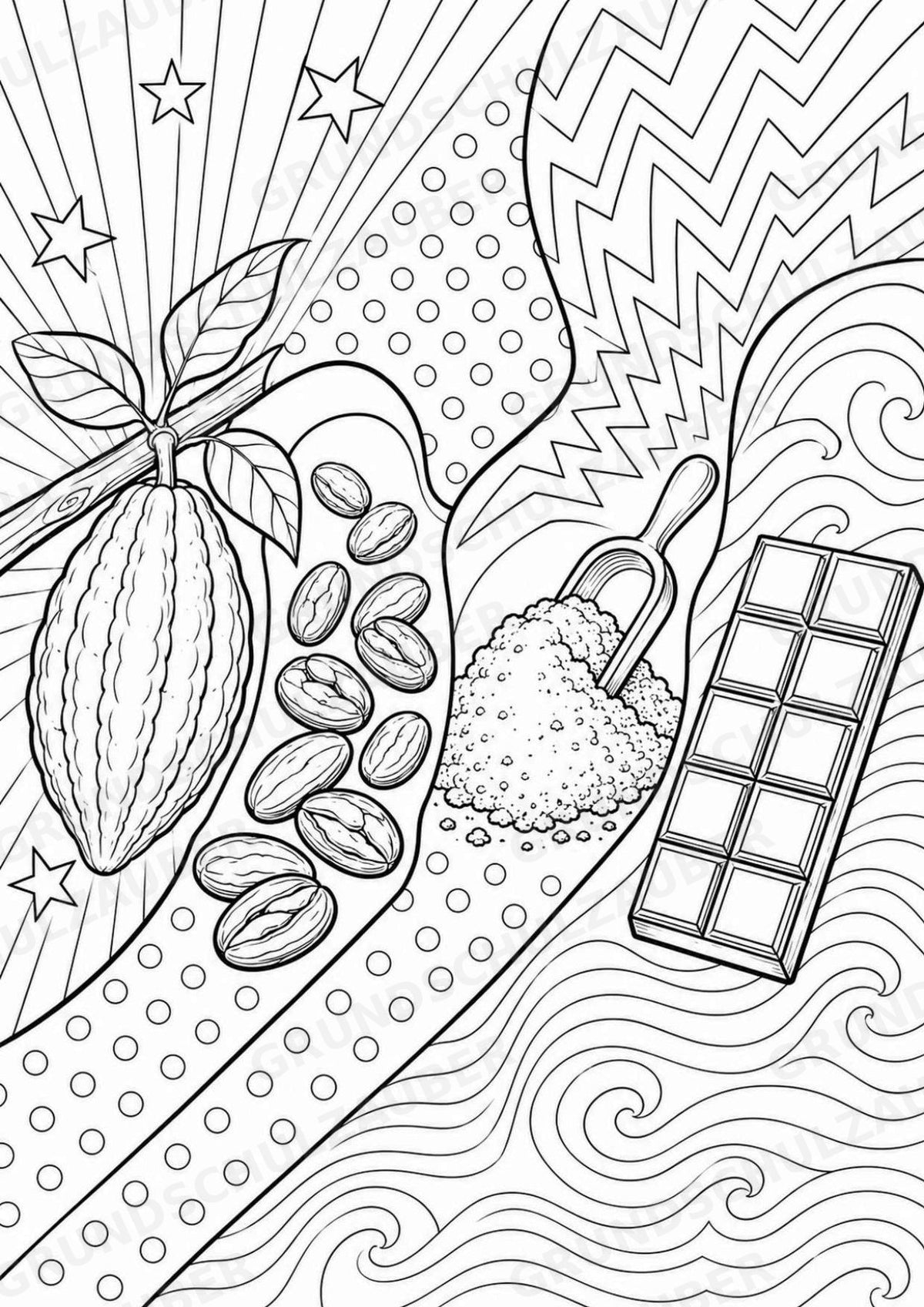 Kakao POP Art Ausmalbilder 15 Malvorlagen – Materialseite 16