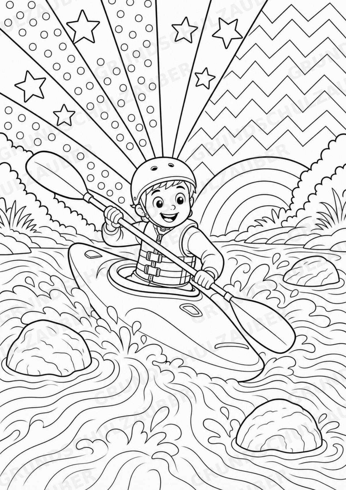 Kanufahren POP Art Ausmalbilder 15 Malvorlagen – Materialseite 5