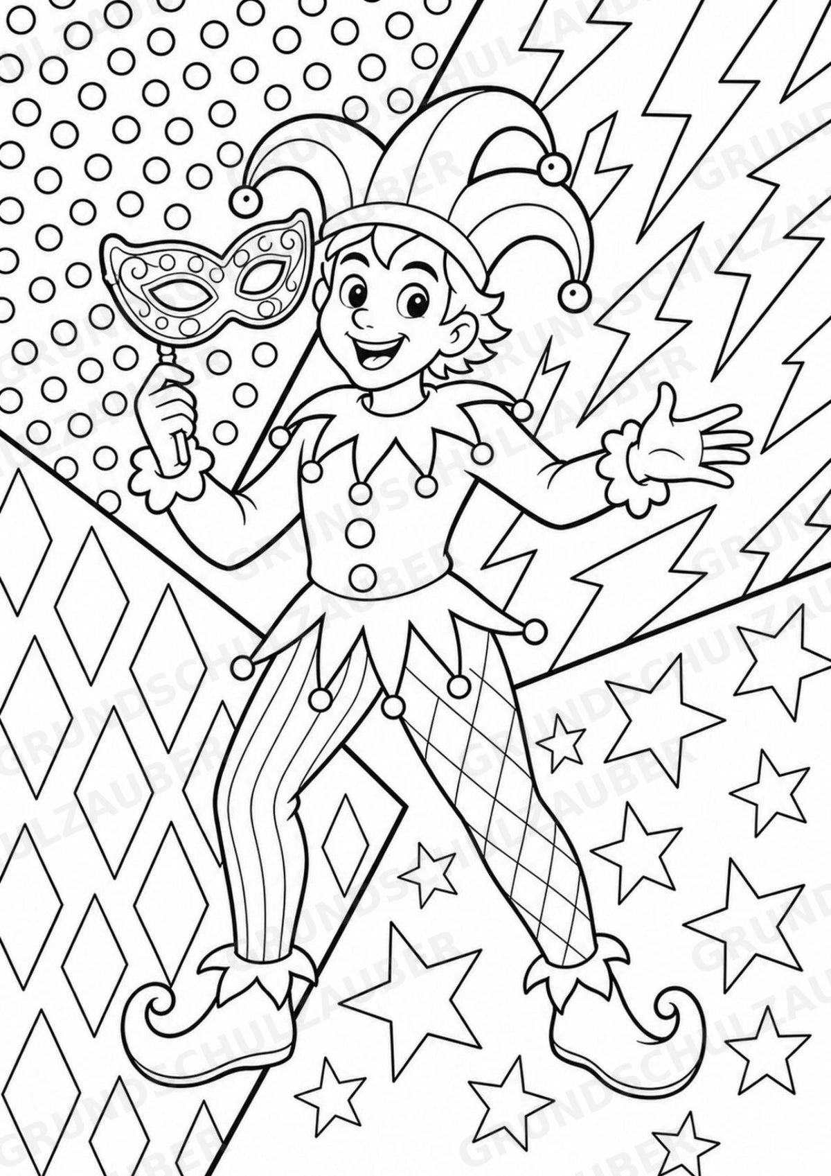 Karneval POP Art Ausmalbilder 15 Malvorlagen – Materialseite 4