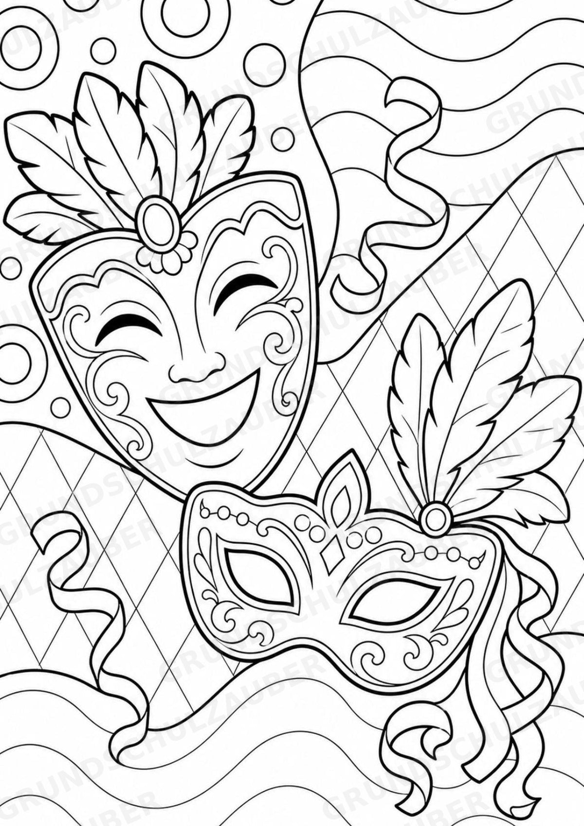 Karneval POP Art Ausmalbilder 15 Malvorlagen – Materialseite 9