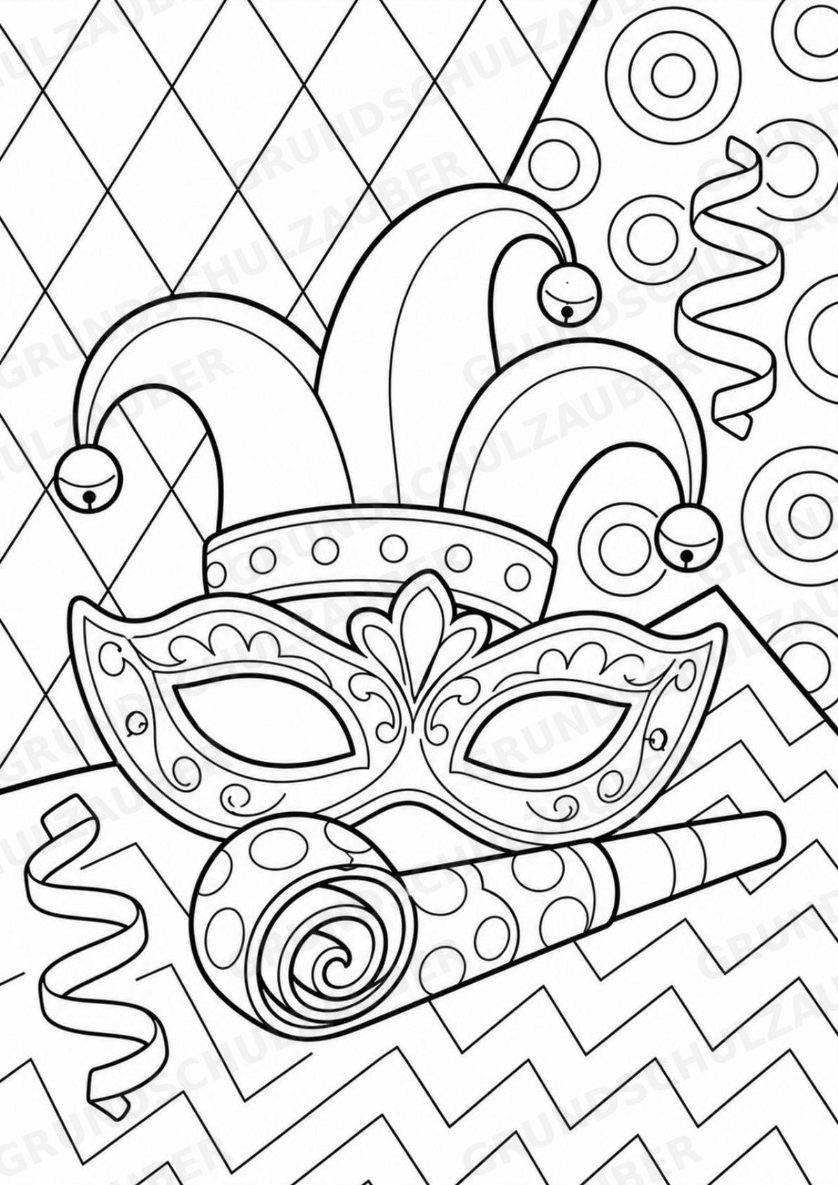 Karneval POP Art Ausmalbilder 15 Malvorlagen – Materialseite 12