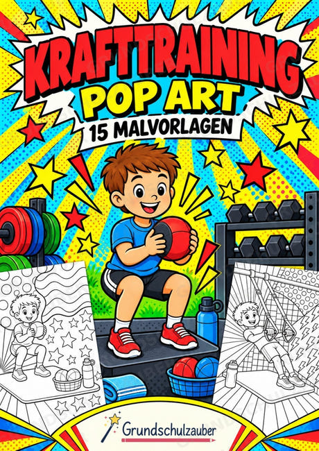 Krafttraining POP Art Ausmalbilder 15 Malvorlagen – Cover