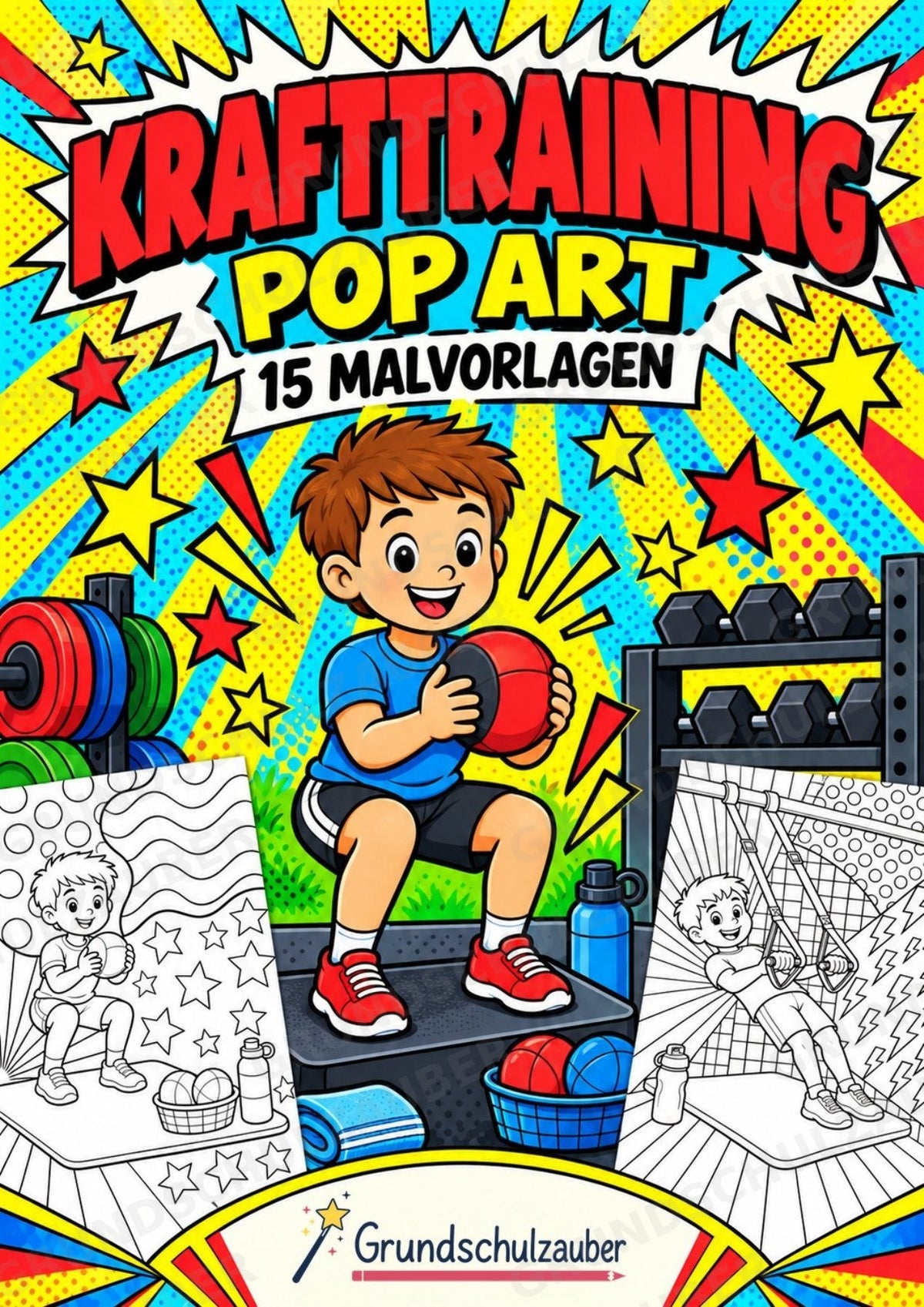 Krafttraining POP Art Ausmalbilder 15 Malvorlagen – Cover