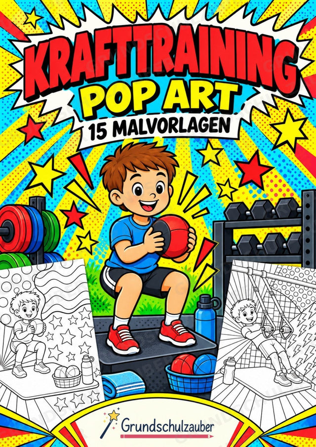 Krafttraining POP Art Ausmalbilder 15 Malvorlagen – Cover