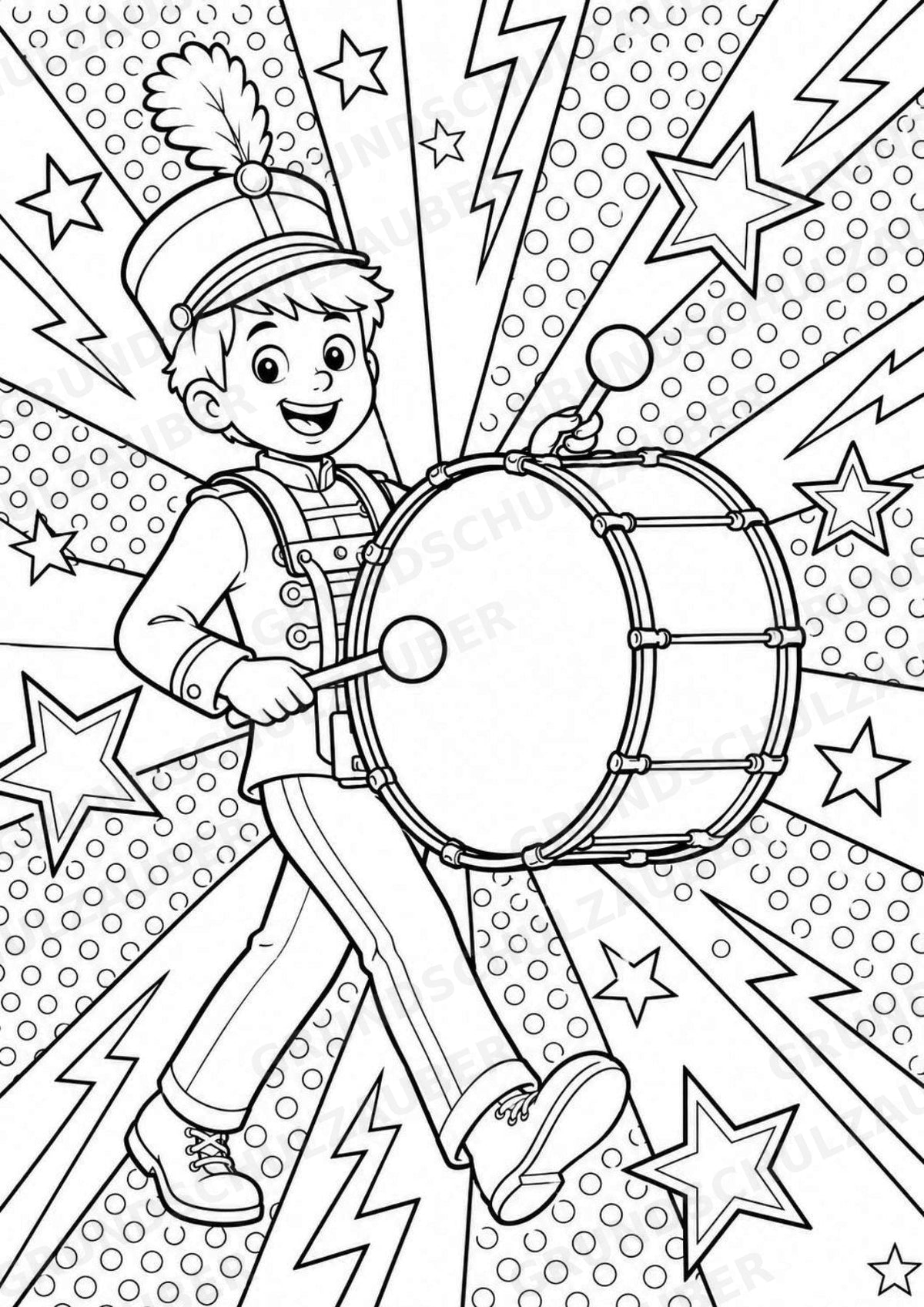 Musikinstrumente POP Art Ausmalbilder 15 Malvorlagen – Materialseite 8