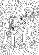 Musikinstrumente POP Art Ausmalbilder 15 Malvorlagen – Materialseite 9