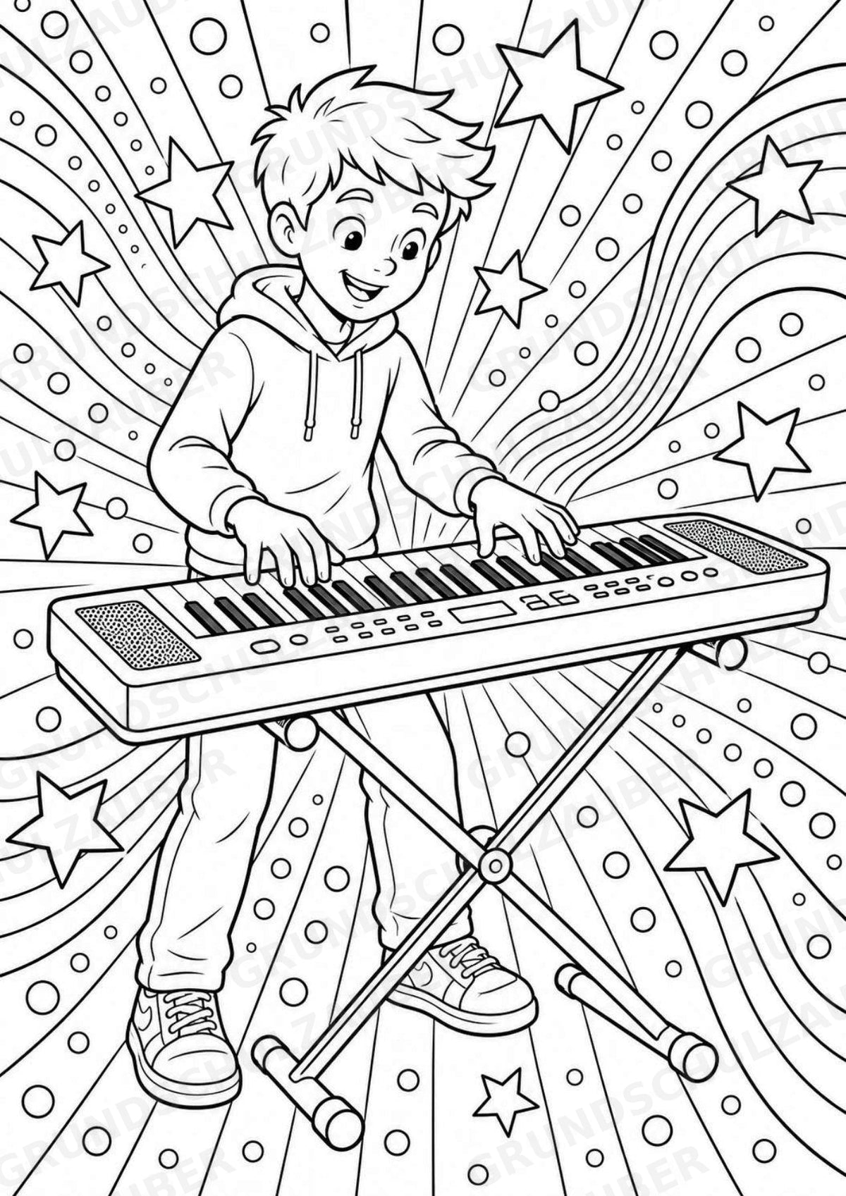 Musikinstrumente POP Art Ausmalbilder 15 Malvorlagen – Materialseite 11
