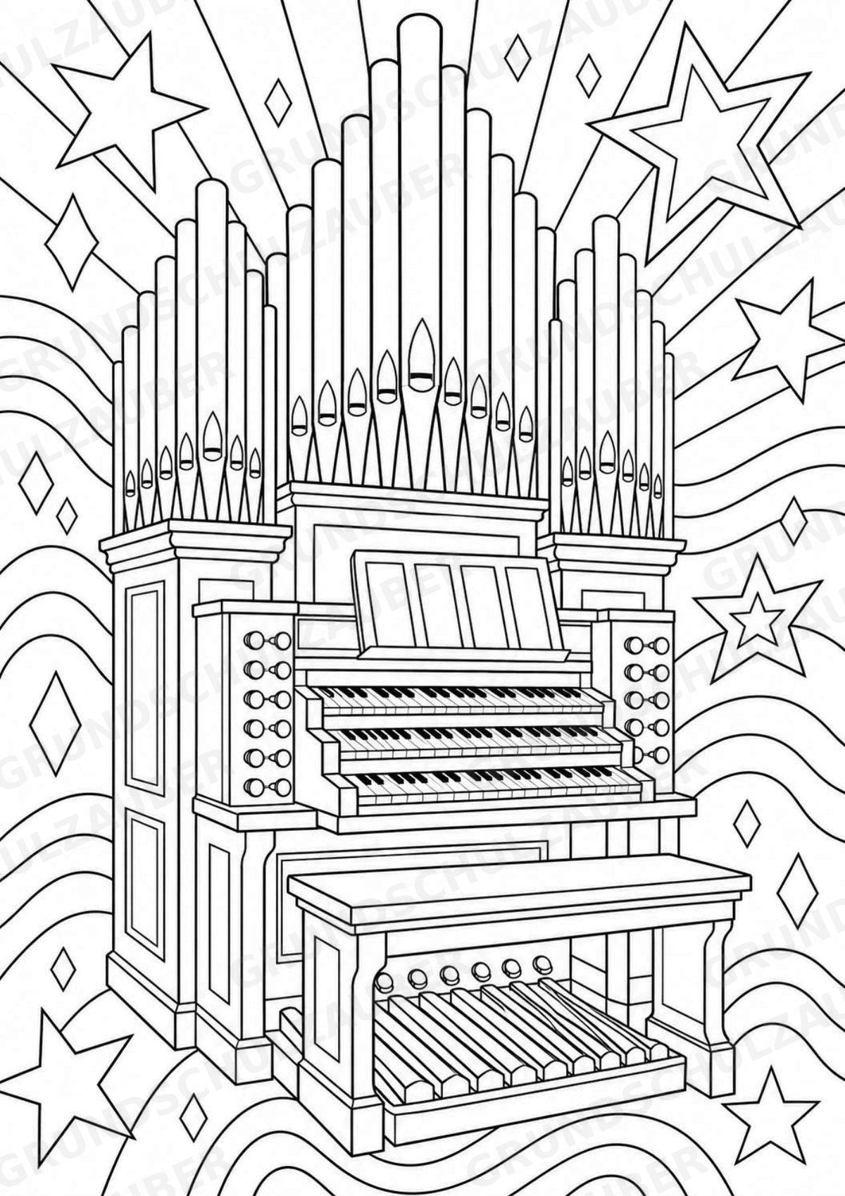 Musikinstrumente POP Art Ausmalbilder 15 Malvorlagen – Materialseite 14