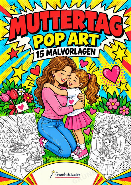 Muttertag POP Art Ausmalbilder 15 Malvorlagen – Cover