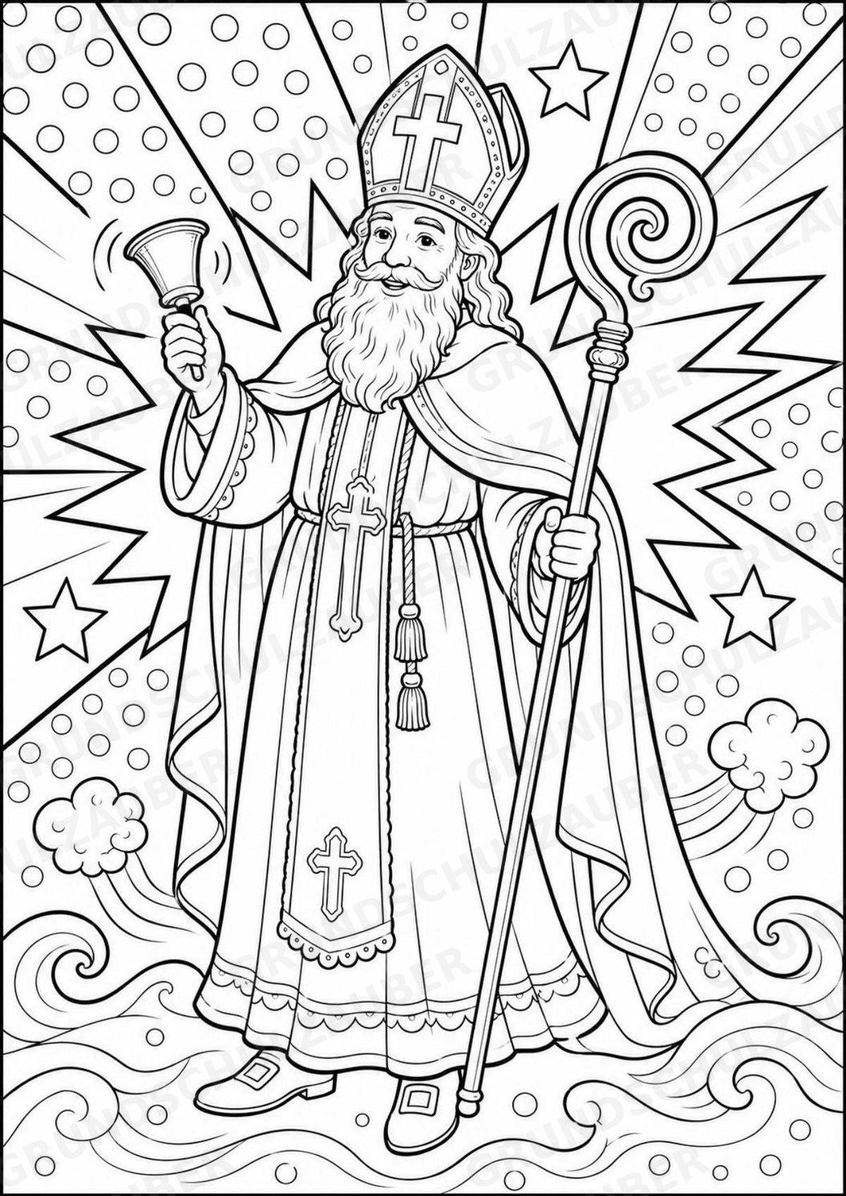 Nikolaus POP Art Ausmalbilder 15 Malvorlagen – Materialseite 5