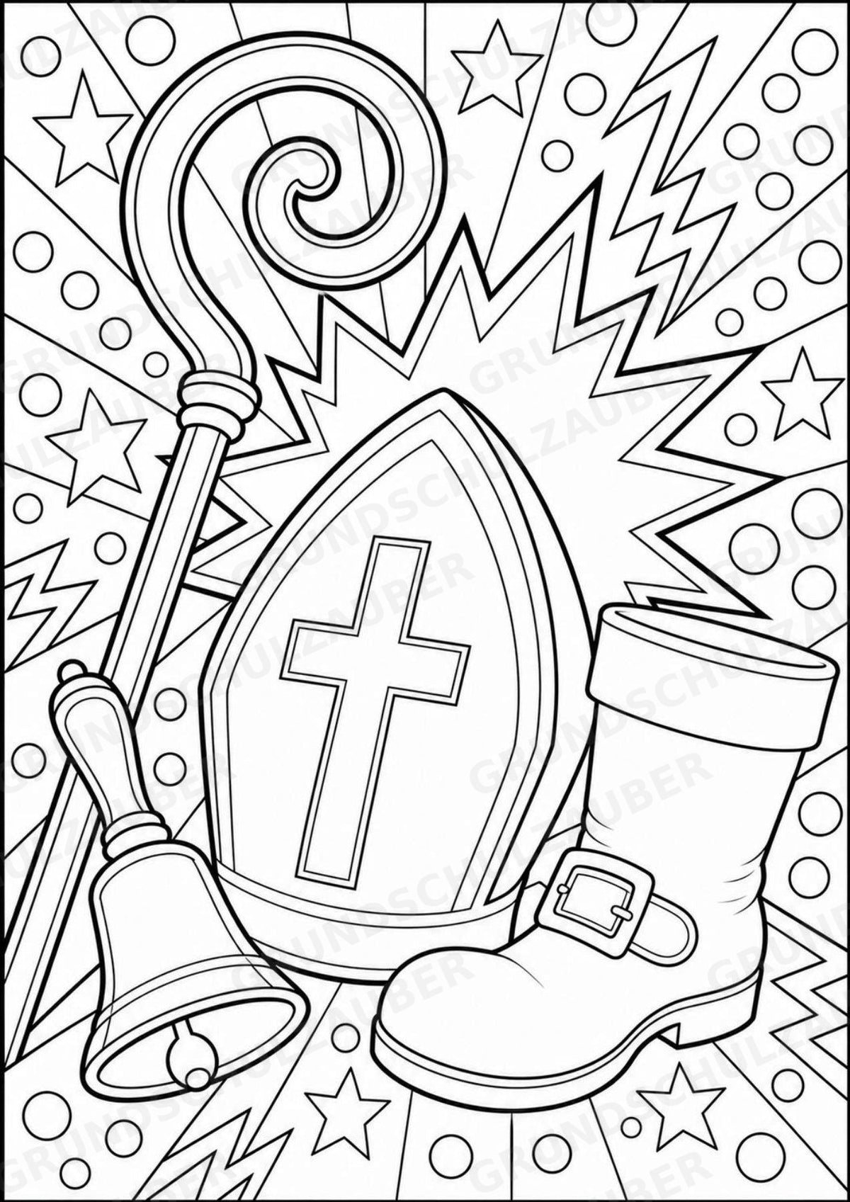 Nikolaus POP Art Ausmalbilder 15 Malvorlagen – Materialseite 15