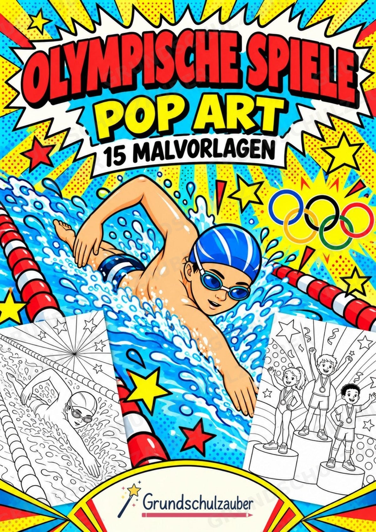 Olympische Spiele POP Art Ausmalbilder 15 Malvorlagen – Cover