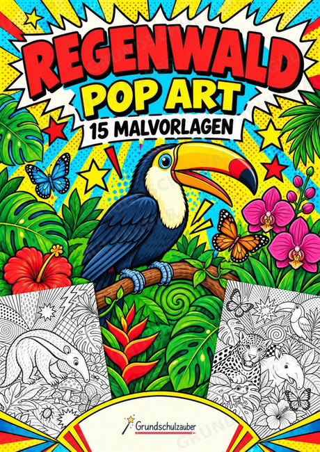 Regenwald POP Art Ausmalbilder 15 Malvorlagen – Cover