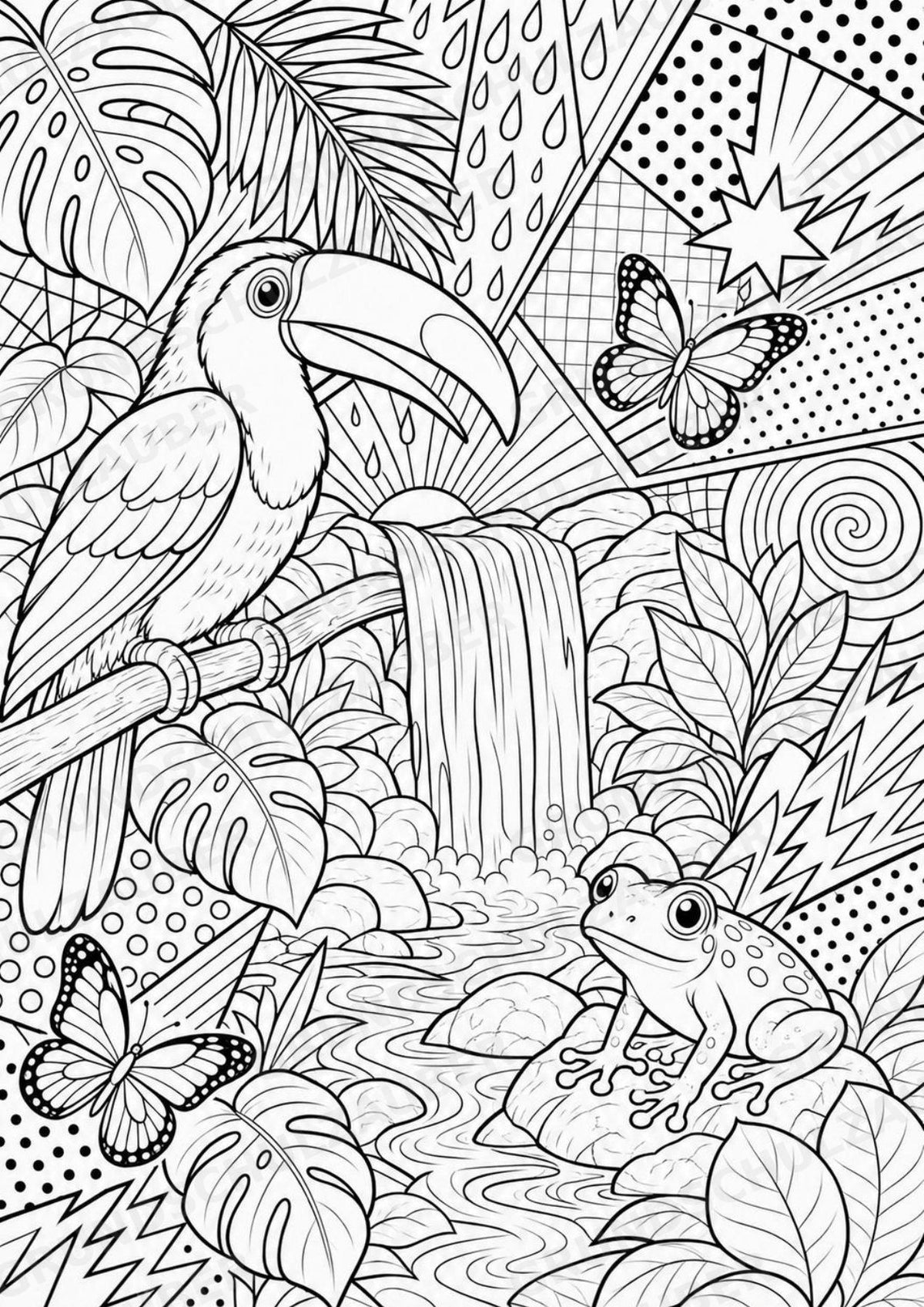 Regenwald POP Art Ausmalbilder 15 Malvorlagen – Materialseite 14